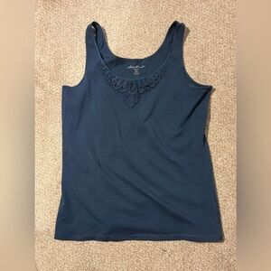 Eddie Bauer Navy Tank Top with Embroidered Detail